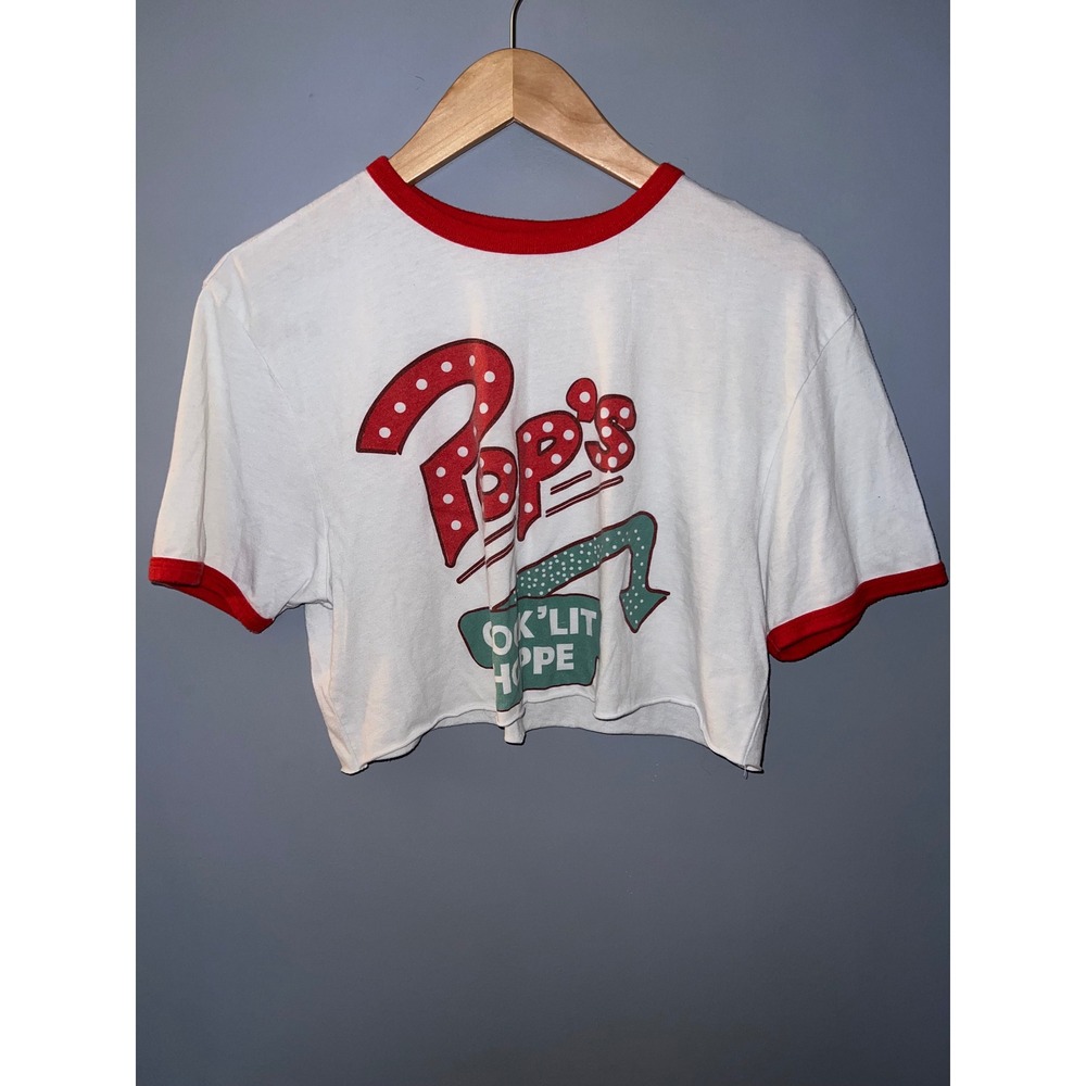 Riverdale Pops Chocklit Shoppe Ringer Graphic Crop Top White Red Medium